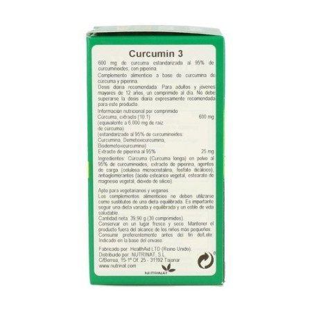 Health Aid Curcumin 3  com Piperina 30Comprimidos
